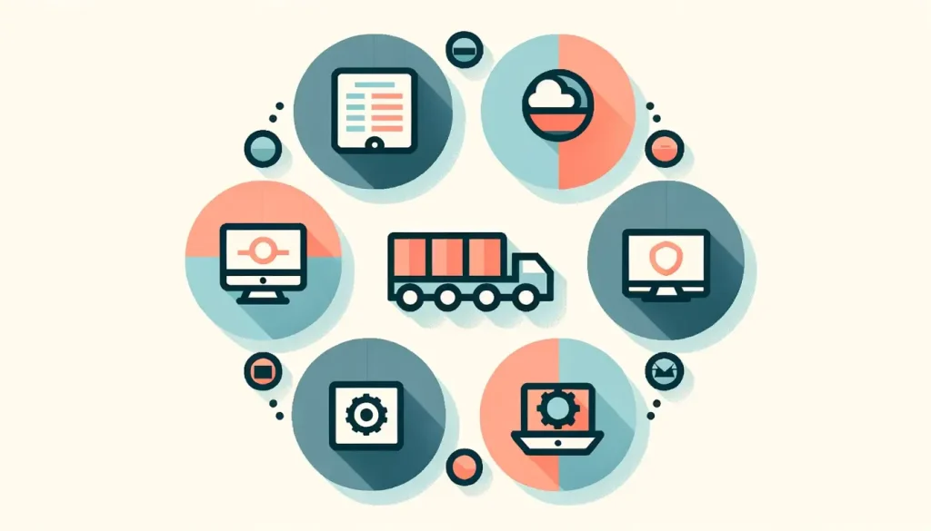 Various icons to illustrate necessary compartments of great fleet management software.